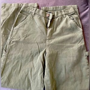 Green carpenter pants
